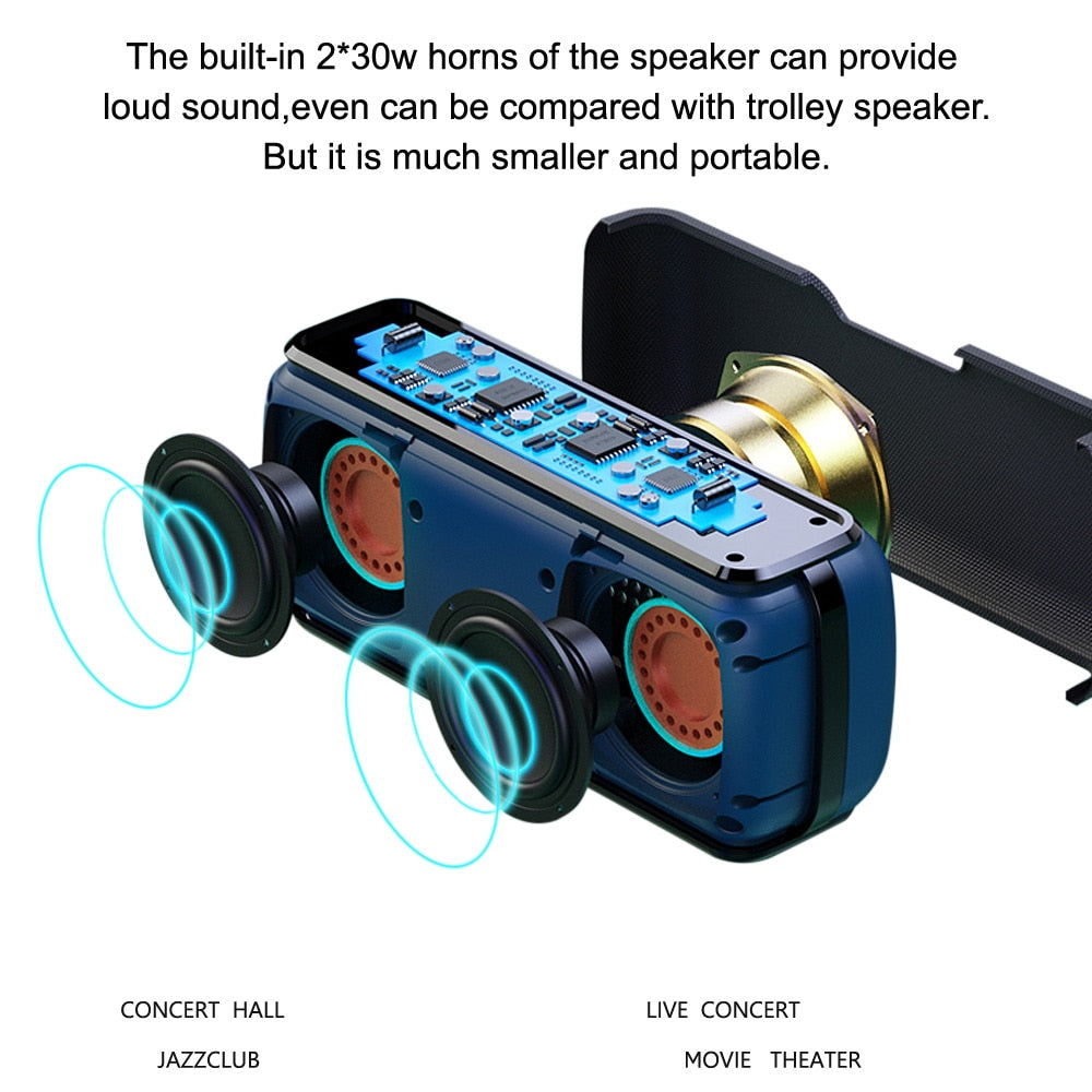XDOBO X8 60W Portable Bluetooth Speaker with Subwoofer, IPX5 Waterproof, TWS, 15H Playtime eprolo