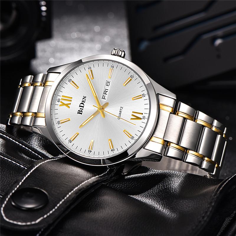 BIDEN 0032 Luxury Men's Quartz Watch Stainless Steel Strap Water Resistant Business eprolo