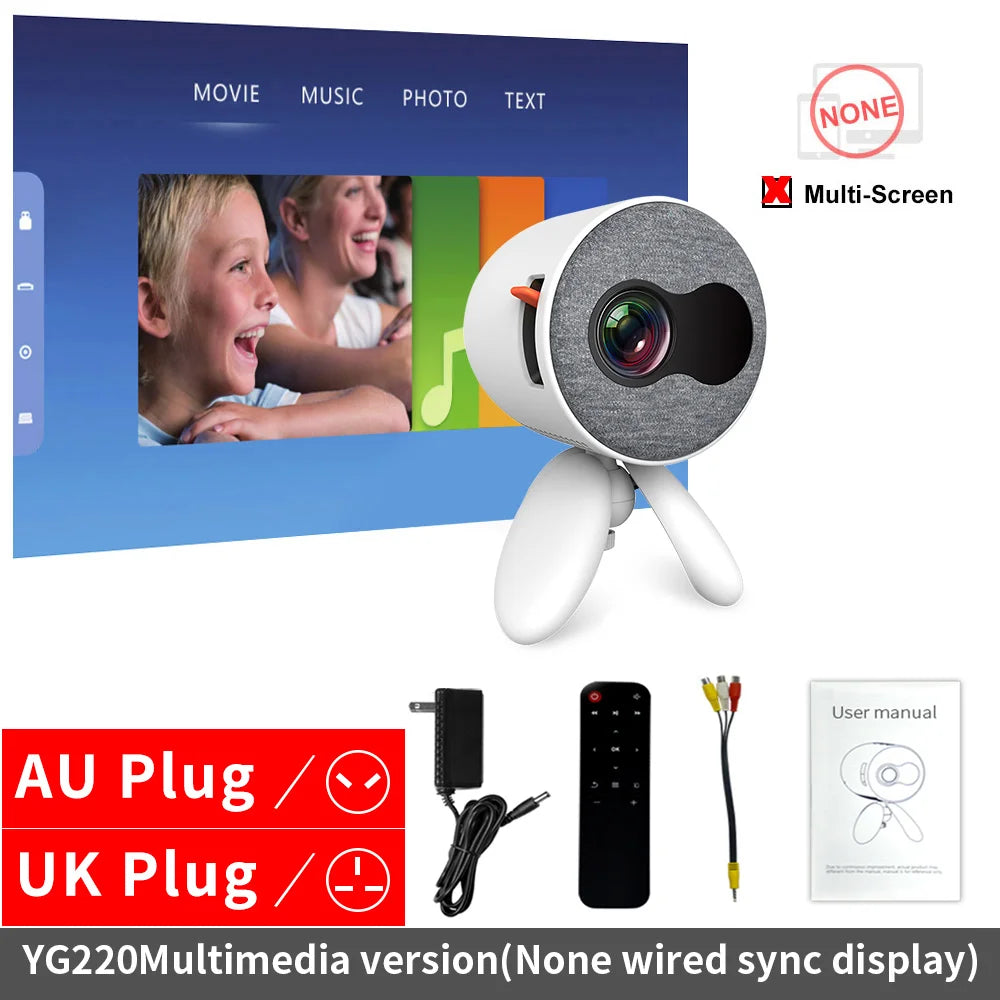 LEJIADA YG220 Mini Projector Portable HDMI USB HD Video Player Kids Gift eprolo