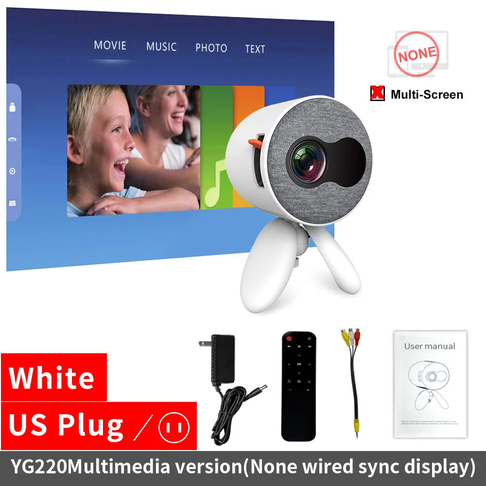LEJIADA YG220 Mini Projector Portable HDMI USB HD Video Player Kids Gift eprolo