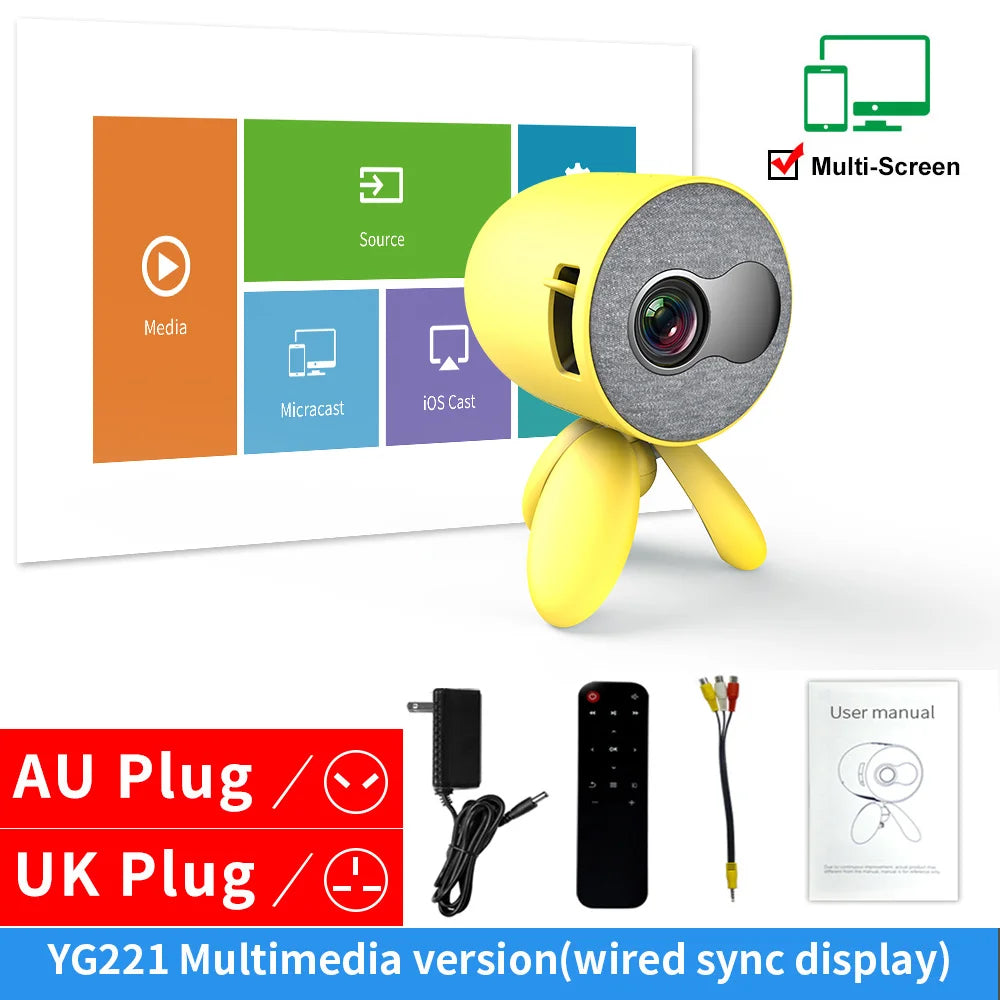 LEJIADA YG220 Mini Projector Portable HDMI USB HD Video Player Kids Gift eprolo