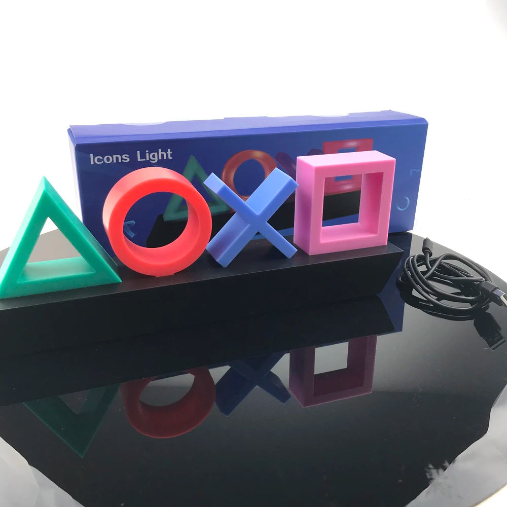 DL001 Voice-Controlled PlayStation Icons LED Light Colorful Game Room Decor USB/Battery Power Supply eprolo