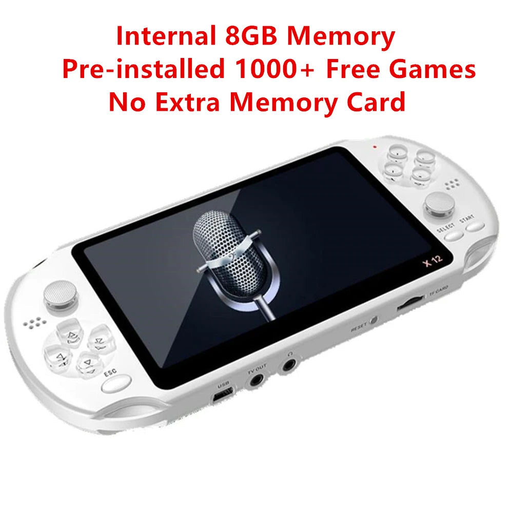 X12 5.1" Handheld Retro Game Console Dual Joystick 1000+ Games 8GB eprolo