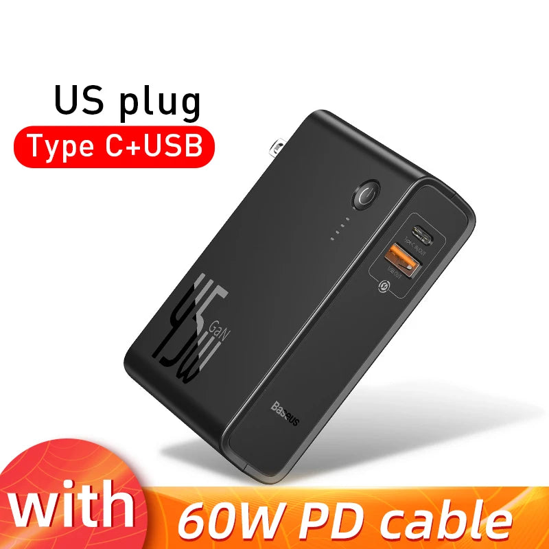 Baseus GaN Power Bank Charger 10000mAh 45W USB-C PD Fast Charging for Phones & Laptops eprolo
