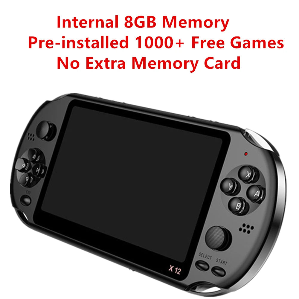 X12 5.1" Handheld Retro Game Console Dual Joystick 1000+ Games 8GB eprolo