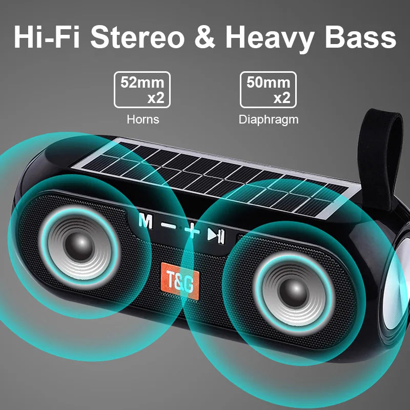 TG-182 Solar Power Bluetooth Speaker, 10W Hi-Fi, TWS, FM, AUX, SD/USB Support eprolo