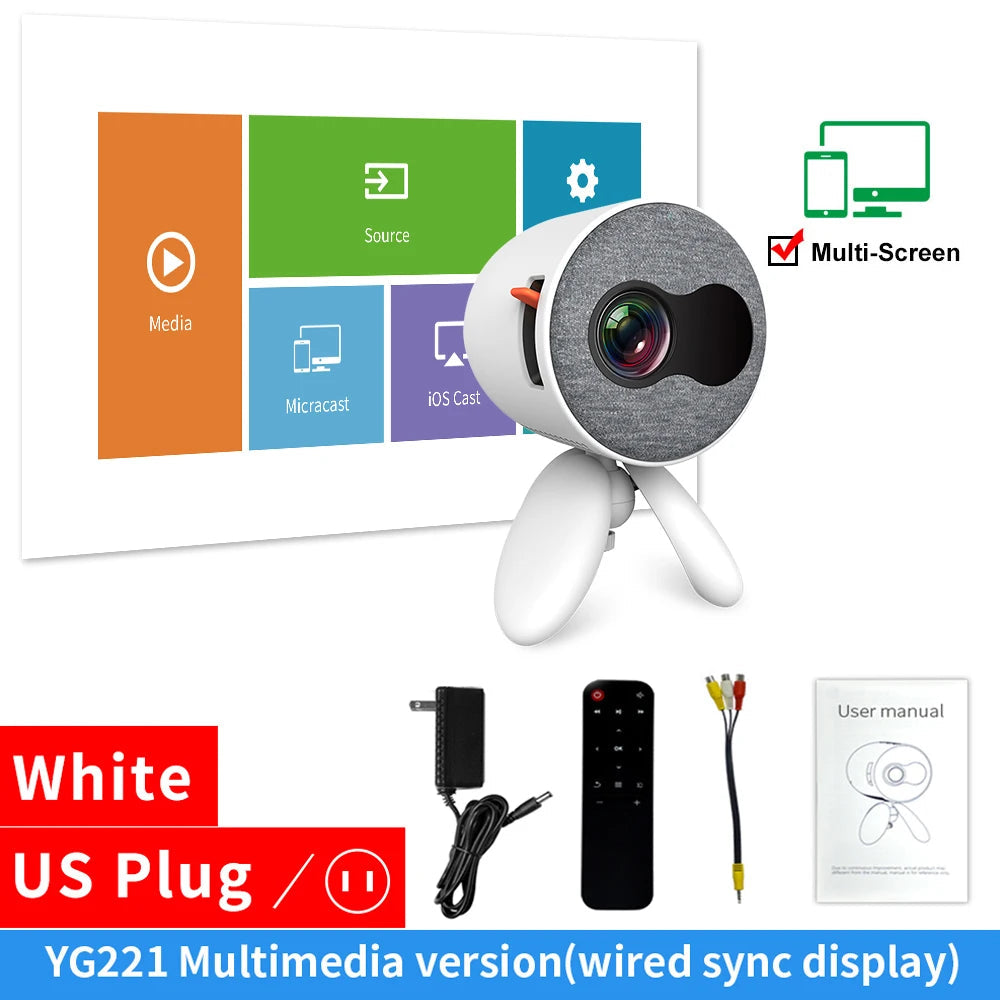 LEJIADA YG220 Mini Projector Portable HDMI USB HD Video Player Kids Gift eprolo