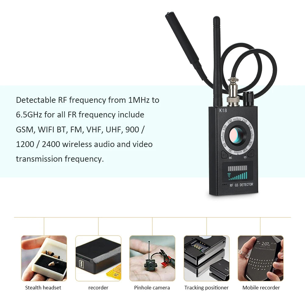 K18 Anti-Spy Detector Camera Bug GPS RF Signal Tracker 1MHz–6.5GHz eprolo