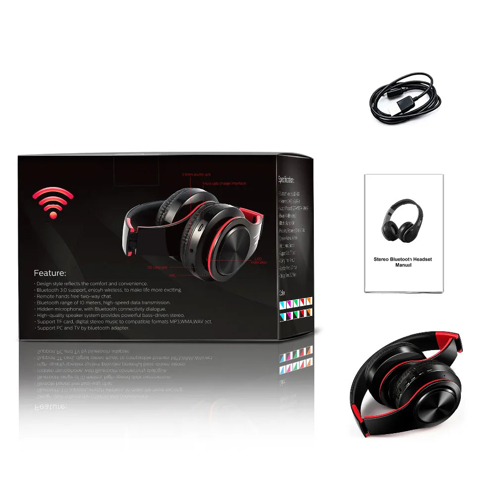 Premium Bluetooth Headphones w/ MP3/FM/TF Card, Foldable Sport Headset eprolo
