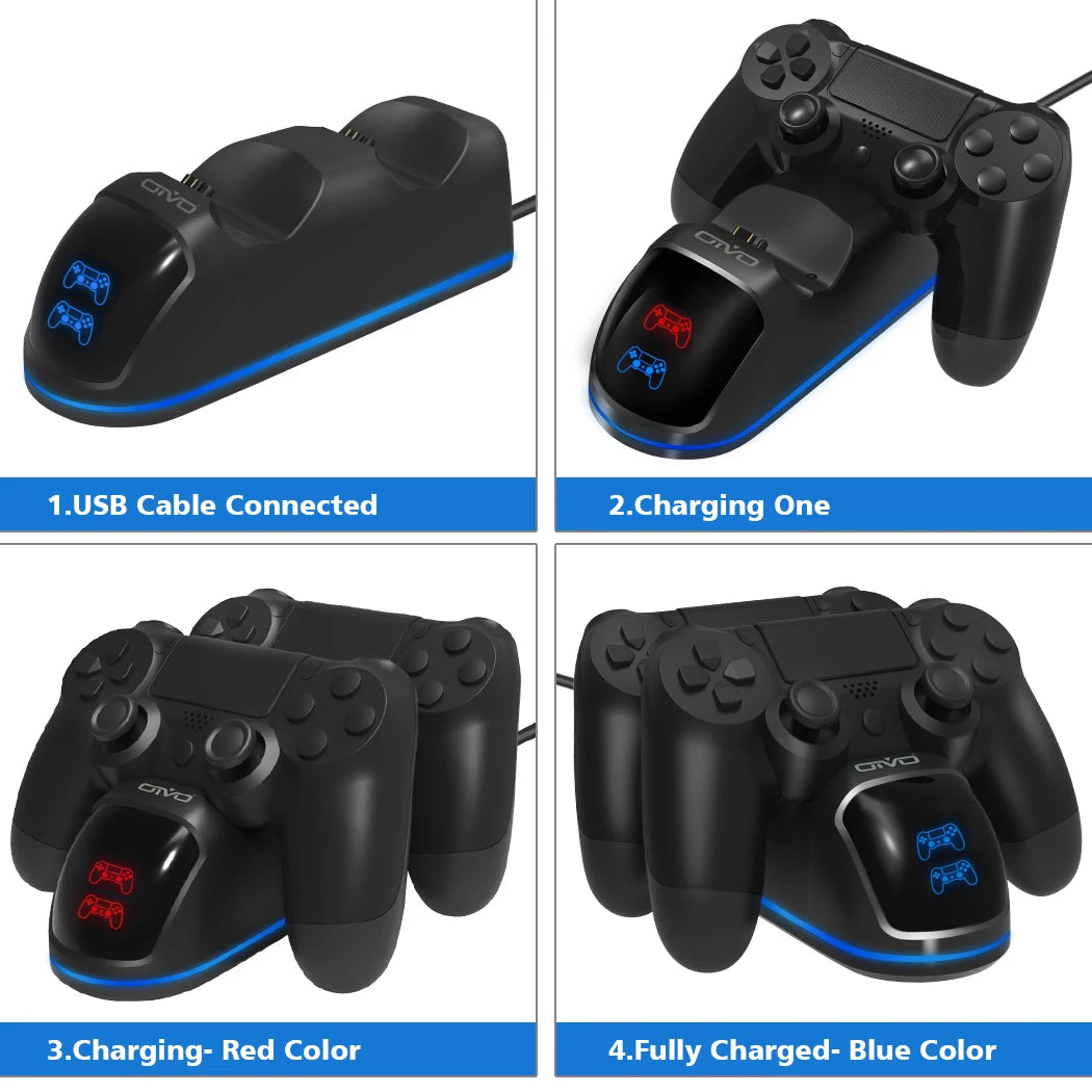 OIVO Fast Dual PS4 Controller Charging Dock w/ LED Status Display for PS4/PS4 Slim/Pro eprolo