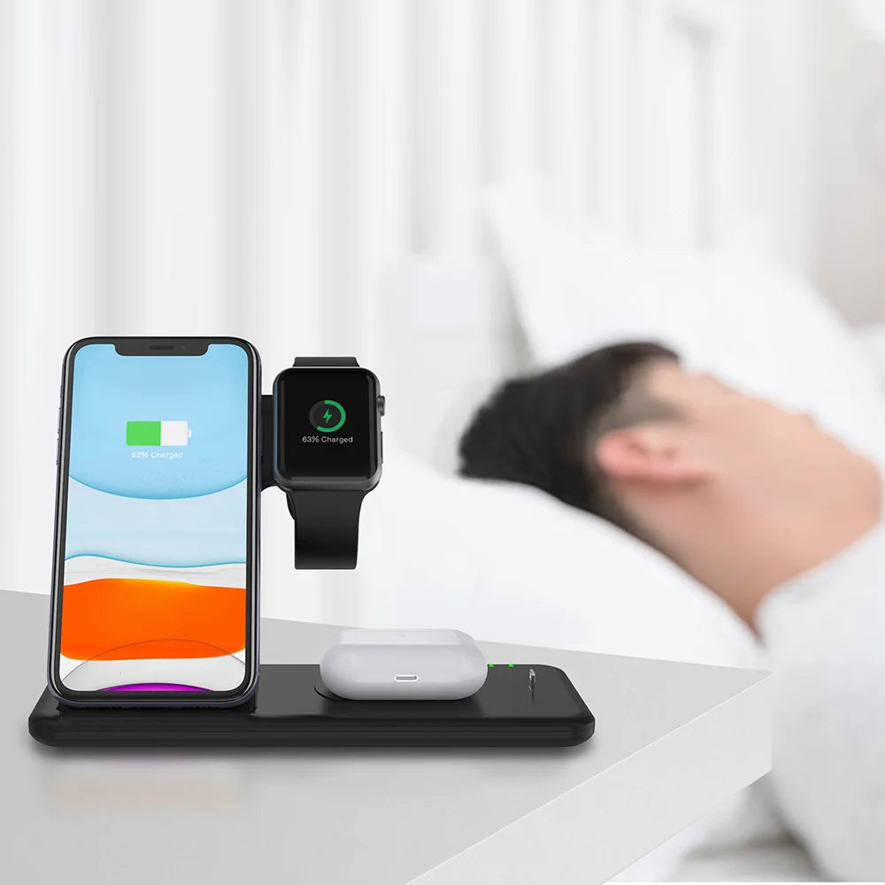 15W 4-in-1 Foldable Qi Fast Wireless Charger Stand for iPhone, Watch, AirPods & Android Devices eprolo