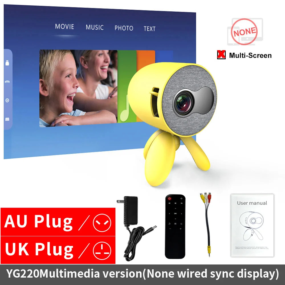 LEJIADA YG220 Mini Projector Portable HDMI USB HD Video Player Kids Gift eprolo
