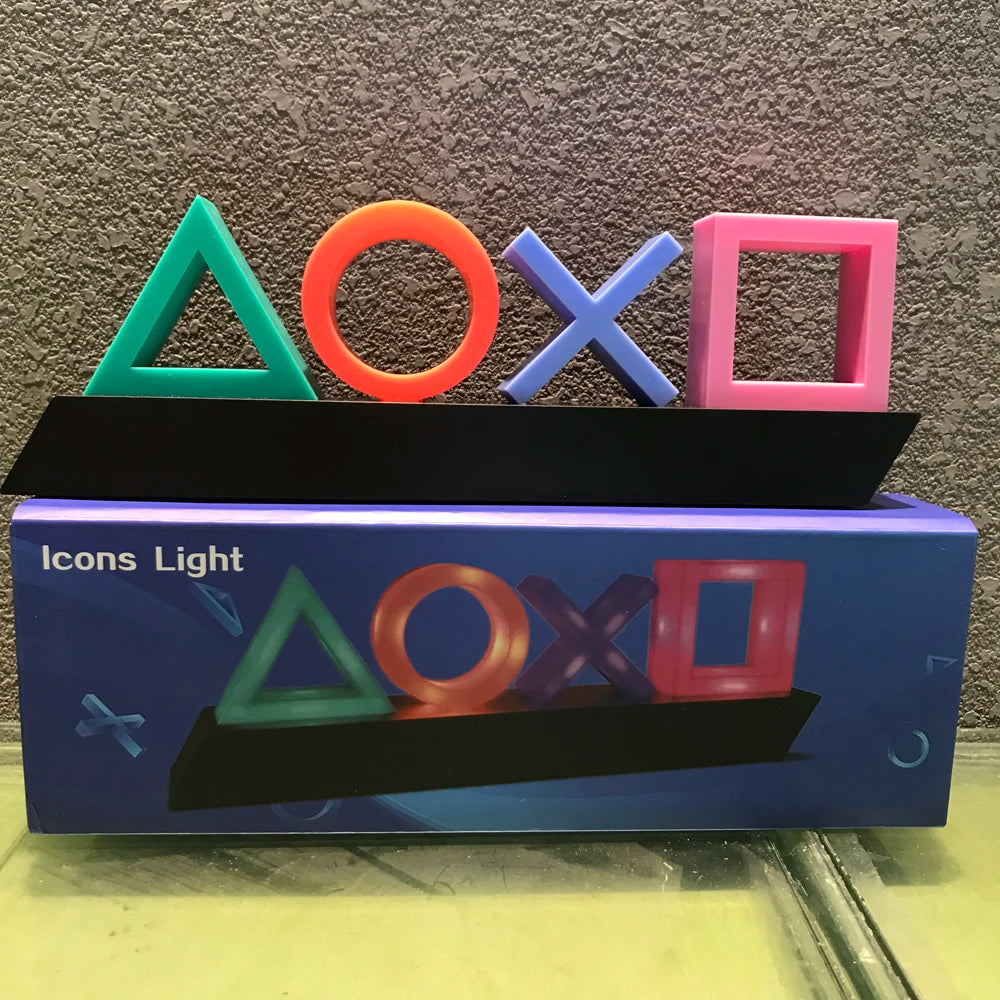 DL001 Voice-Controlled PlayStation Icons LED Light Colorful Game Room Decor USB/Battery Power Supply eprolo