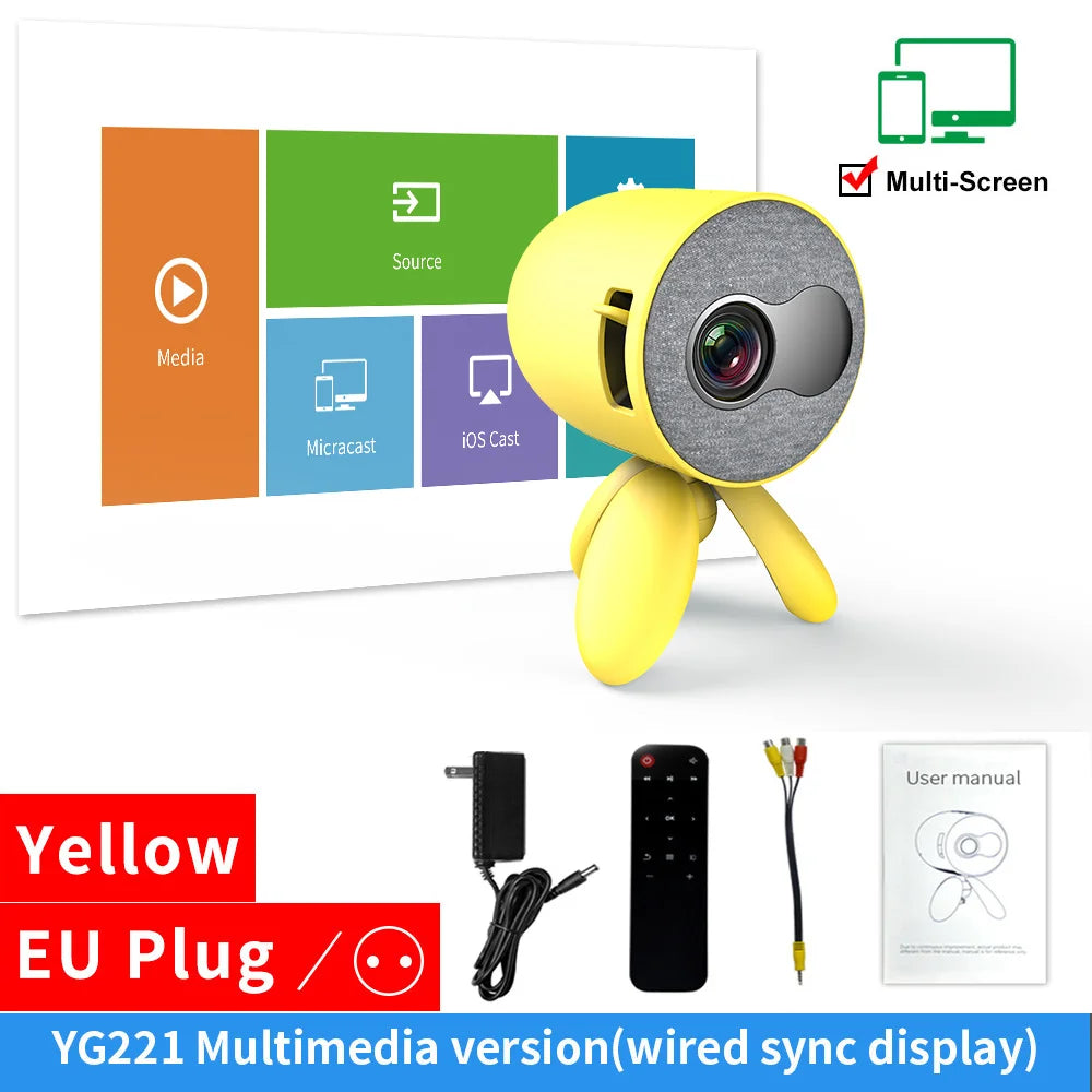 LEJIADA YG220 Mini Projector Portable HDMI USB HD Video Player Kids Gift eprolo