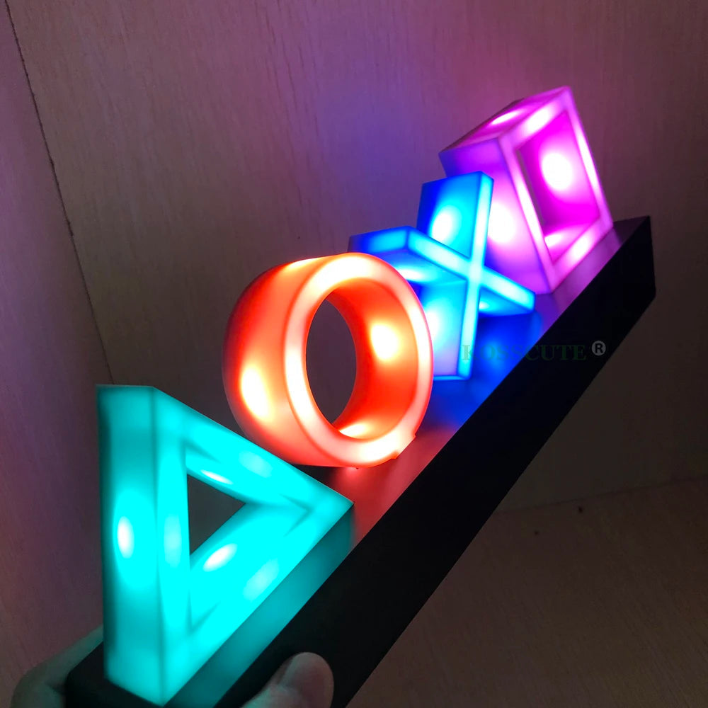 DL001 Voice-Controlled PlayStation Icons LED Light Colorful Game Room Decor USB/Battery Power Supply eprolo