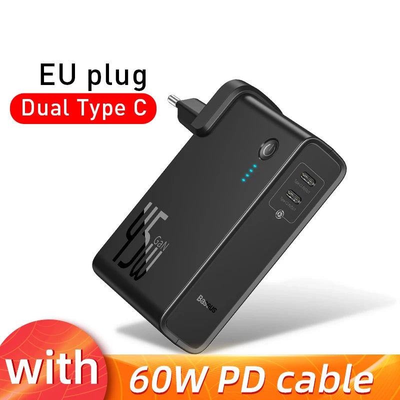Baseus GaN Power Bank Charger 10000mAh 45W USB-C PD Fast Charging for Phones & Laptops eprolo