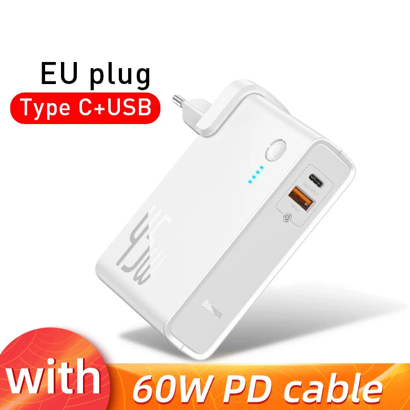 Baseus GaN Power Bank Charger 10000mAh 45W USB-C PD Fast Charging for Phones & Laptops eprolo