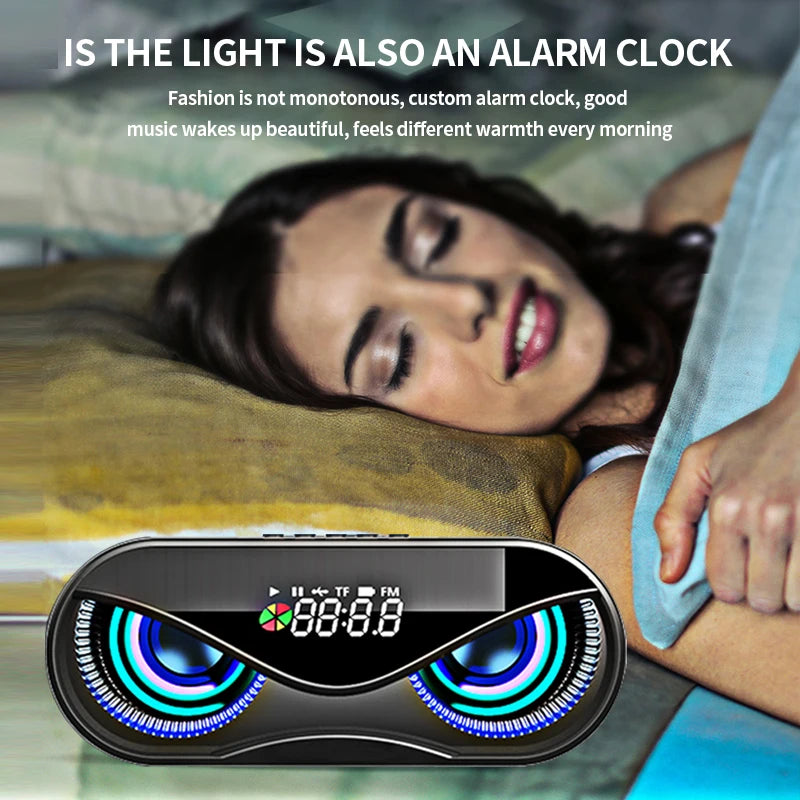 M6 Owl Bluetooth Speaker LED Flash FM Radio Alarm Clock TF Card AUX USB eprolo