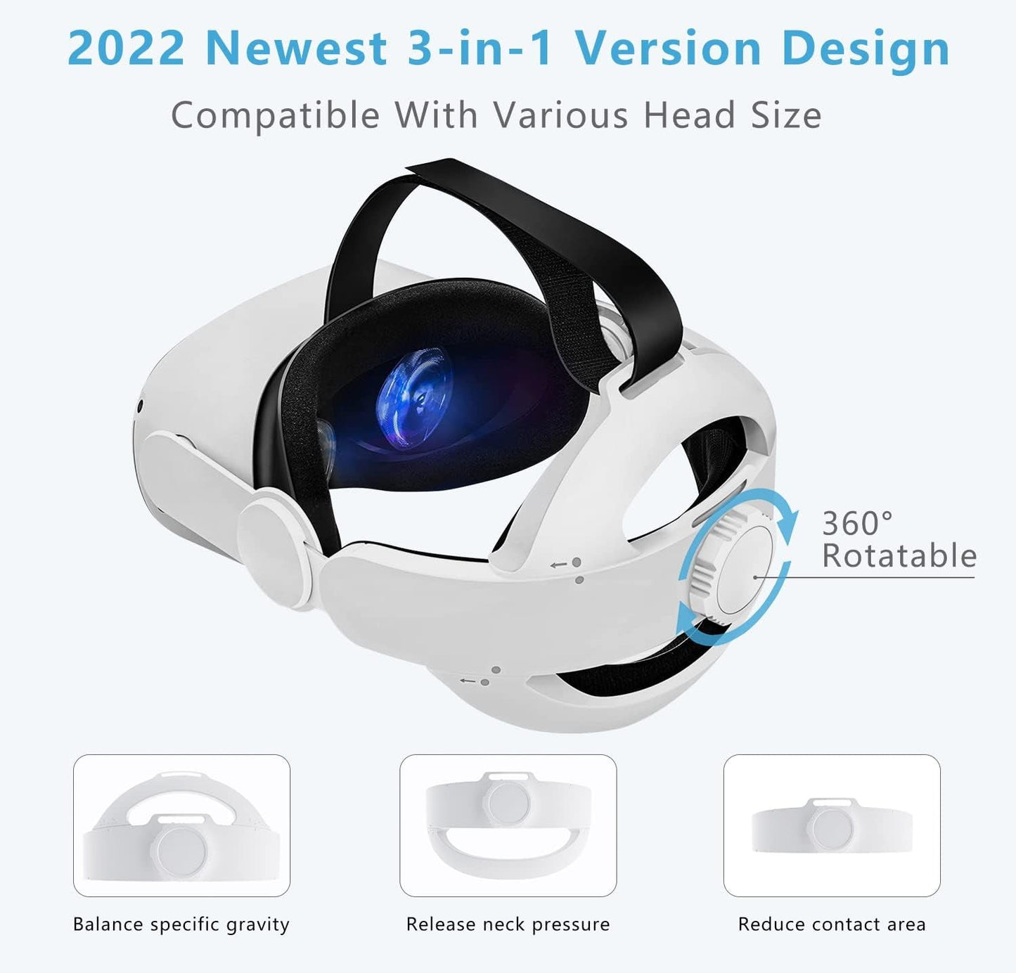 Oculus Quest 2 Elite Strap with 10000mAh Battery, Adjustable Headband, Comfortable VR Headset Accessory eprolo