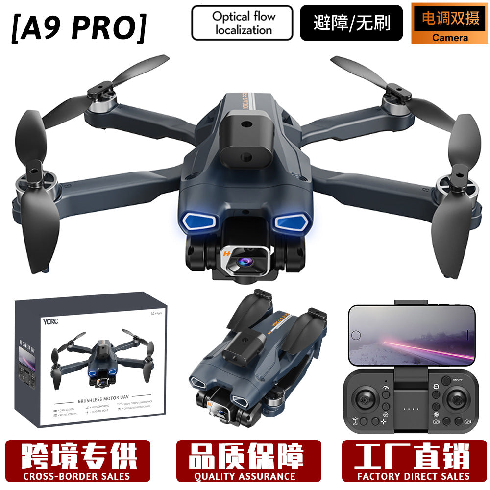 A9 Pro Brushless UAV Drone with 4K Camera, Optical Flow Positioning, Obstacle Avoidance, 50x Zoom, 20min Flight eprolo