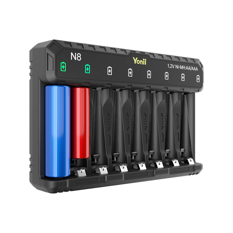Yonii N8 Smart Battery Charger, 8-Slot Ni-MH/Ni-Cd AA AAA USB-C Fast Charger eprolo