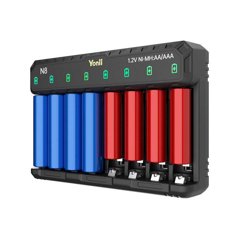 Yonii N8 Smart Battery Charger, 8-Slot Ni-MH/Ni-Cd AA AAA USB-C Fast Charger eprolo