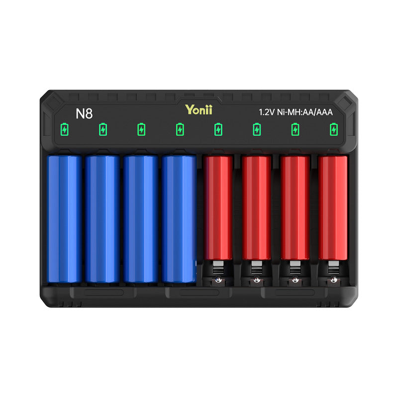 Yonii N8 Smart Battery Charger, 8-Slot Ni-MH/Ni-Cd AA AAA USB-C Fast Charger eprolo