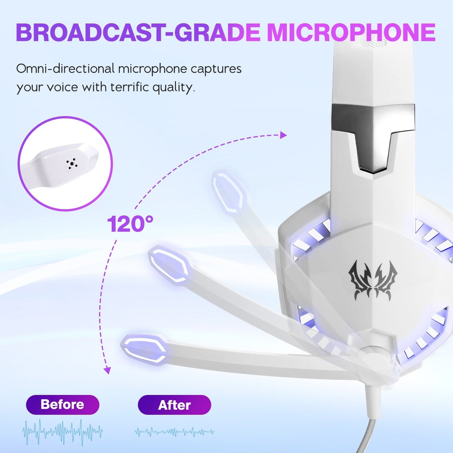 G2000 Wired Gaming Headset, Multi-Platform, LED Lights, Adjustable & Ergonomic Earphones eprolo