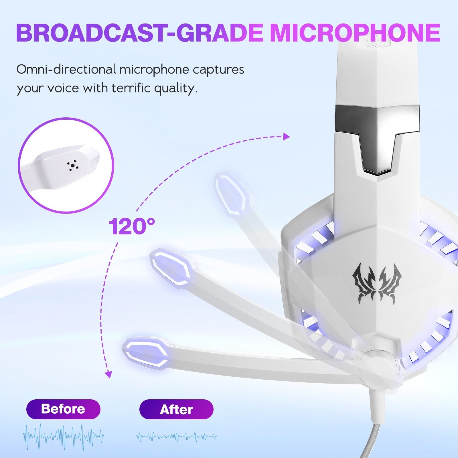 G2000 Wired Gaming Headset, Multi-Platform, LED Lights, Adjustable & Ergonomic Earphones eprolo