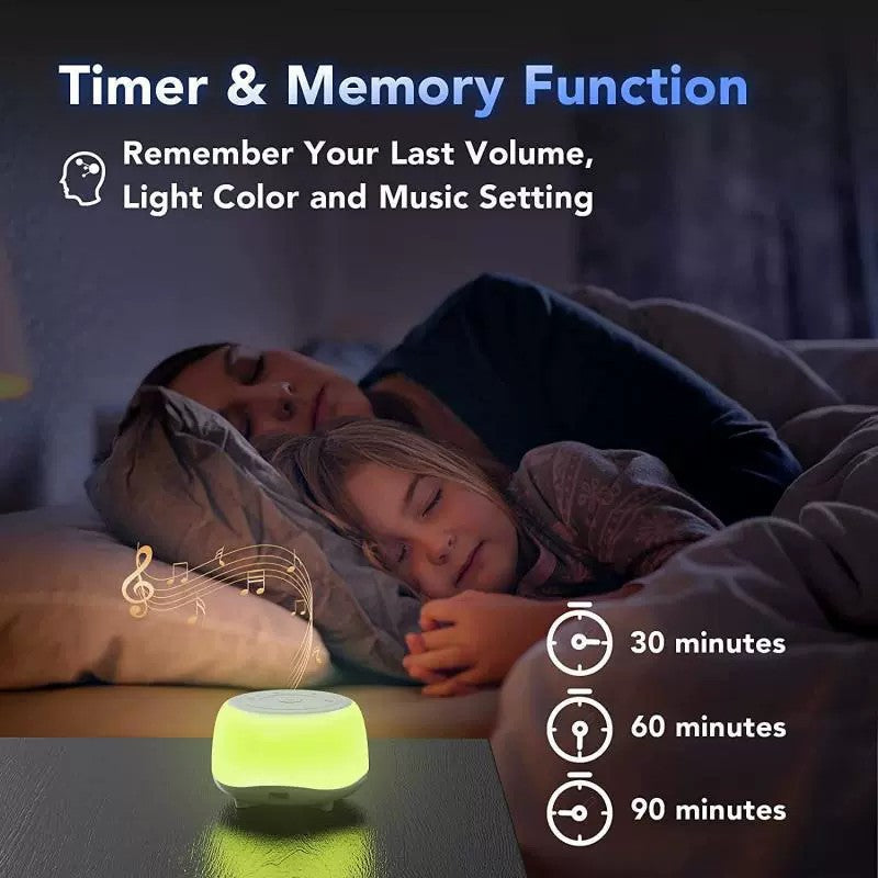 MBZ203 Baby Sleep Soother Speaker: 34 Sounds 7-Color Night Light Timer Portable eprolo