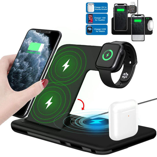 15W 4-in-1 Foldable Qi Fast Wireless Charger Stand for iPhone, Watch, AirPods & Android Devices eprolo