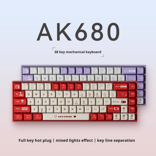 AK680 68-Key Wireless Mechanical Keyboard, Hot-Swappable, Bluetooth/2.4G Dual Mode eprolo