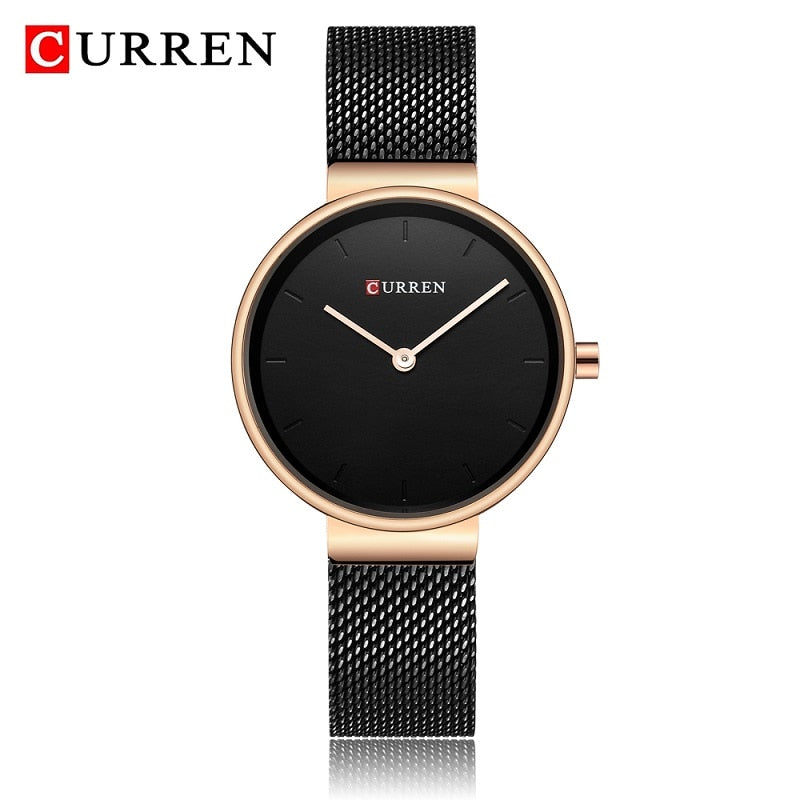 CURREN 9016 Ladies Quartz Watch Stainless Steel Mesh Analog Wristwatch eprolo