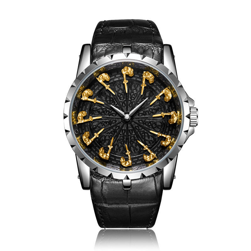Luxury Knights Round Table Quartz Watch Men's Leather Strap Waterproof eprolo