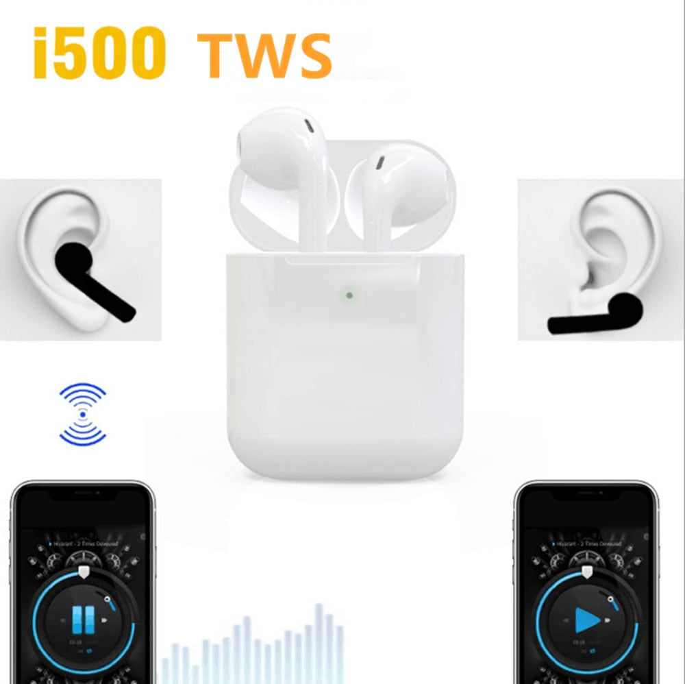 i500 TWS Wireless Earphones 1:1 Replica with Qi Charging & 5D Bass eprolo