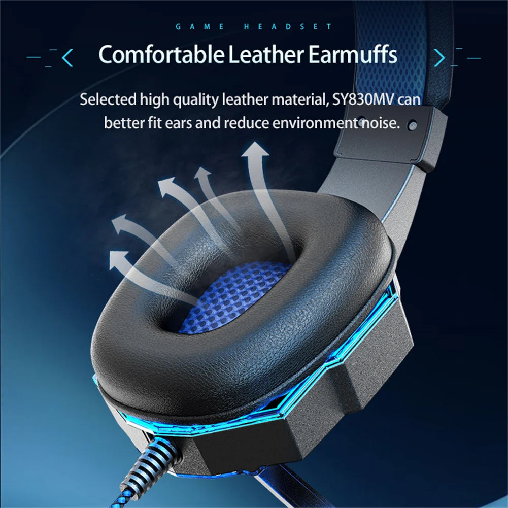 SOYTO SY830MV Wired Gaming Headset w/Mic, 3.5mm/USB, RGB Lights, Bass HD Sound eprolo