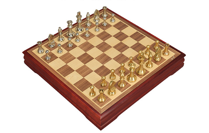 Elegant Metal Chess Set with Storage Box – 37.5cm Board, 2.14kg eprolo