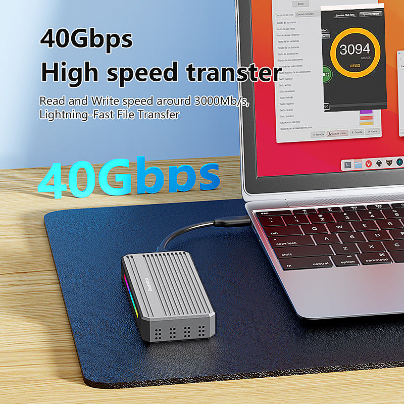 Blueendless M280U4 Plus USB4 SSD Enclosure with RGB Light & Fan, 40Gbps Thunderbolt 4 NVMe M.2 Case eprolo