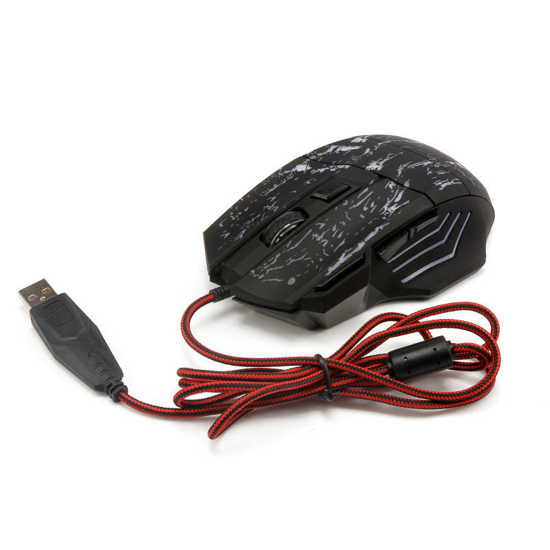 HXSJ Flow Crack 7D Gaming Mouse - 3200 DPI, 7 Buttons, RGB Breathing Lights eprolo
