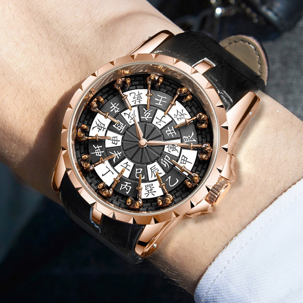 Luxury Knights Round Table Quartz Watch Men's Leather Strap Waterproof eprolo