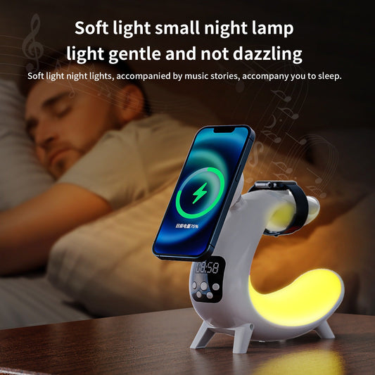 Y18 6‑in‑1 Wireless Charger Power Bank with Clock, Speaker & Night Light eprolo