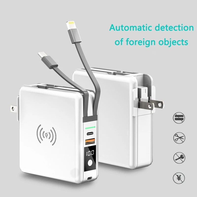 3-in-1 10000mAh Power Bank with AC Plug & 15W Wireless Charging for iPhone, Samsung eprolo
