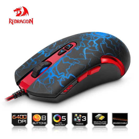 Redragon Lavawolf M701A 6400 DPI 8‑Button RGB Gaming Mouse Wired eprolo