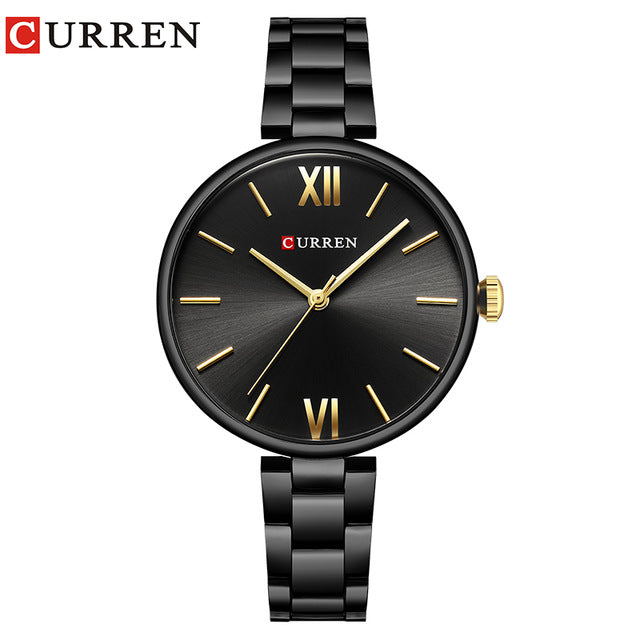 CURREN 9017 Women's Watch Quartz Fashion Stainless Steel Strap Casual Female Clock