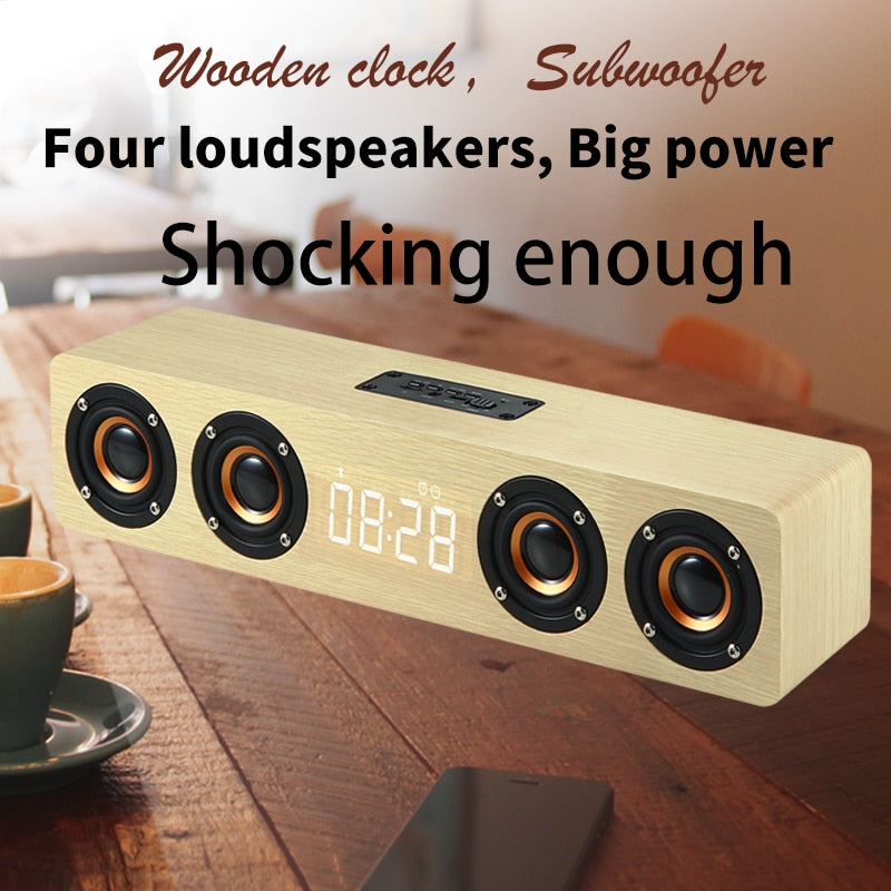 Home theater portable column Bluetooth Speaker Wireless wood speaker Alarm Clock Radio subwoofer Soundbar for TV speaker AUX USB eprolo