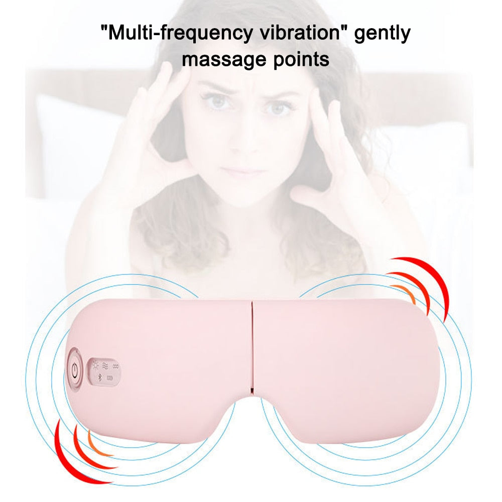 Smart Bluetooth Vibration Eye Massager - Hot Compress, Music, Foldable Pressure Relief Glasses eprolo