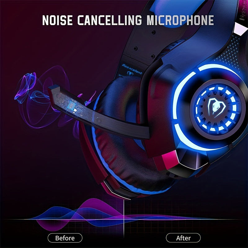 7.1 RGB Gaming Headset, Wired, Noise Cancelling, Stereo Surround Sound, USB eprolo
