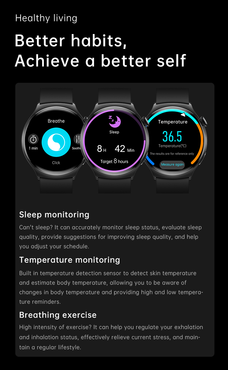 GS Watch 4 Smart Bracelet, Full‑Circle AMOLED, NFC, Health & Bluetooth Calls eprolo