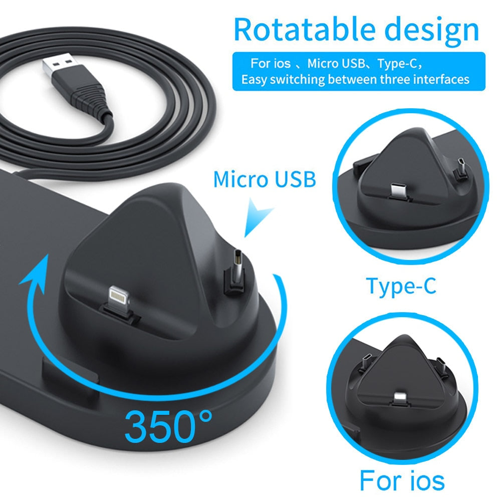 6-in-1 Wireless Charger Dock for iPhone/Android/Watch/AirPods, 10W Qi Fast Charging eprolo