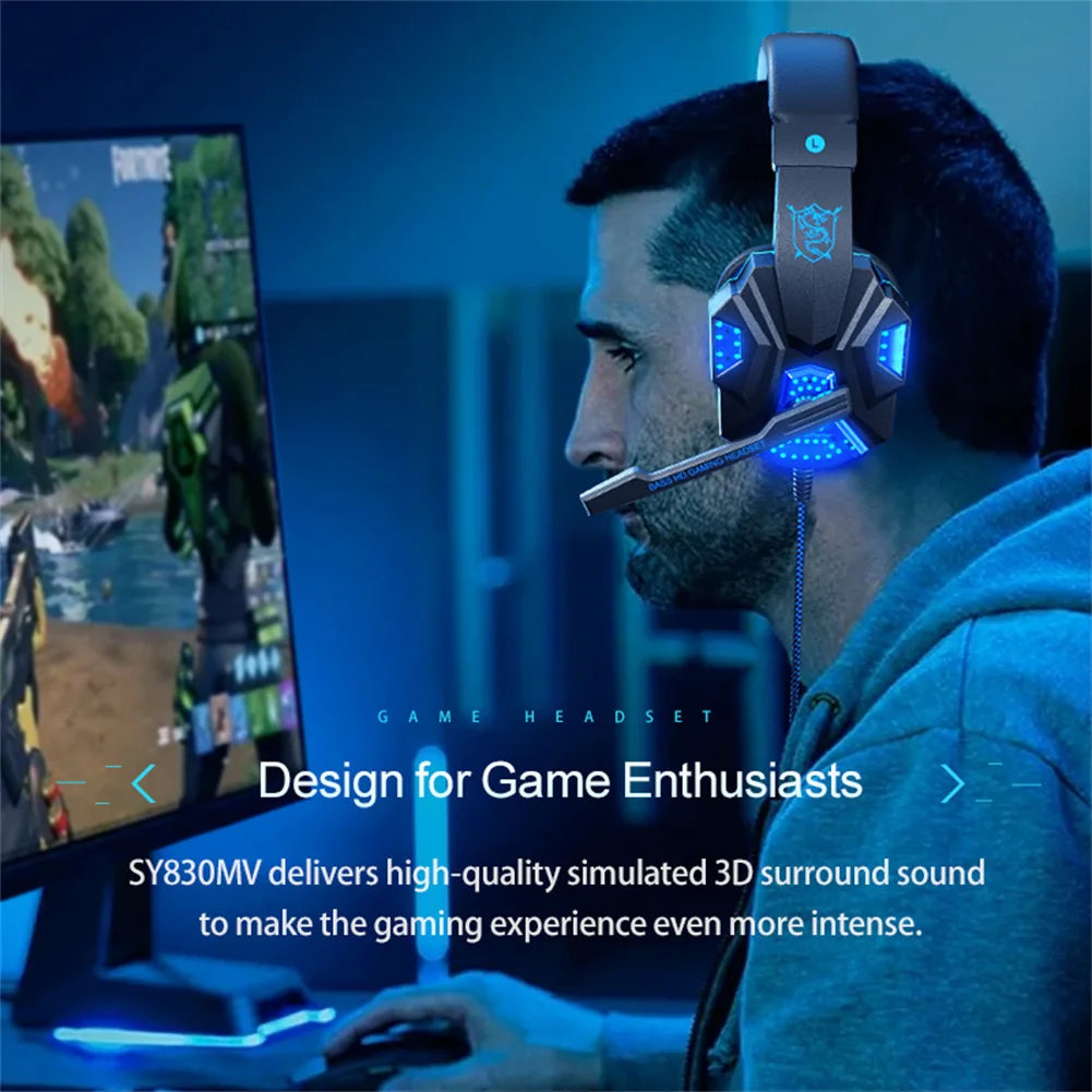 SOYTO SY830MV Wired Gaming Headset w/Mic, 3.5mm/USB, RGB Lights, Bass HD Sound eprolo